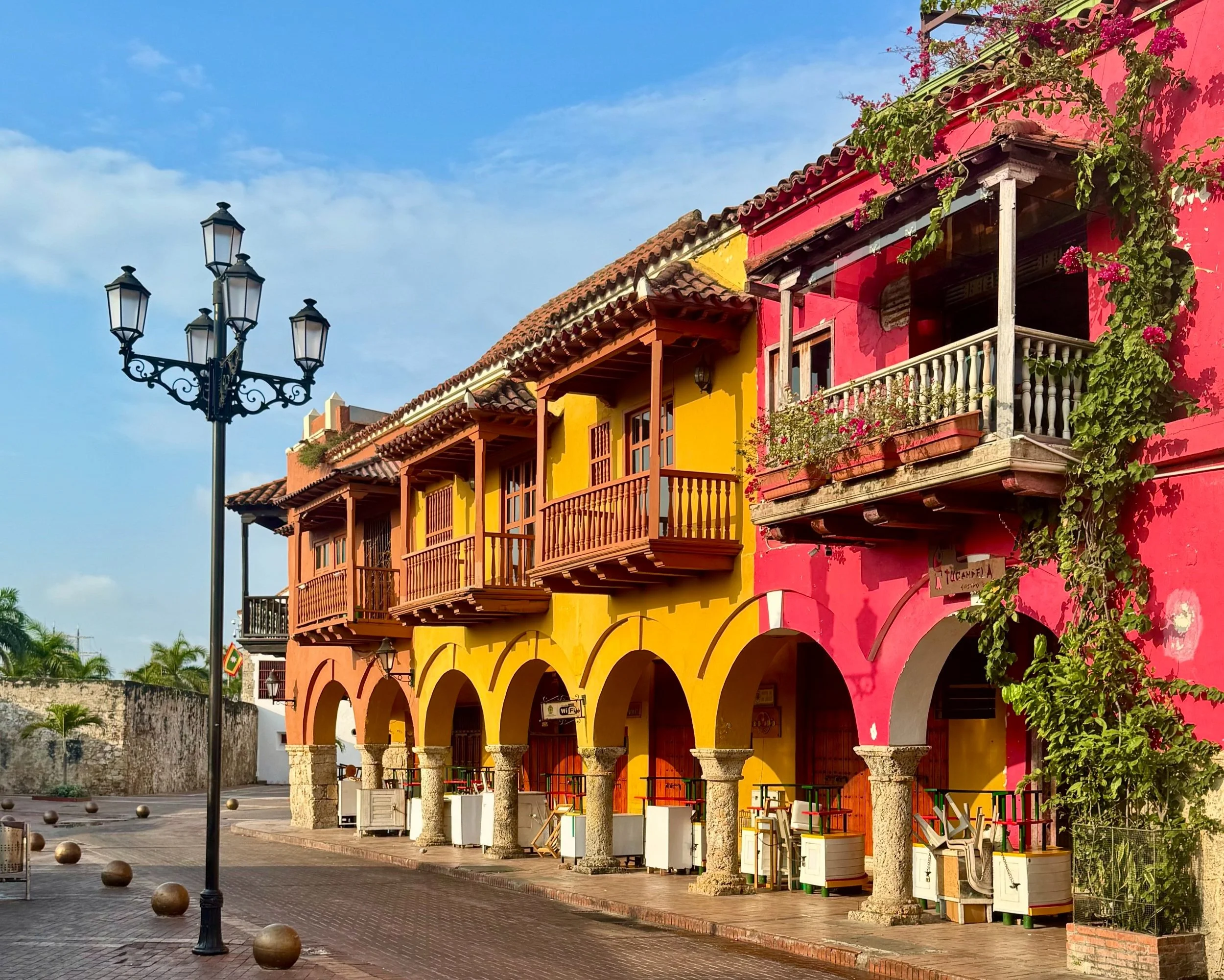 Colorful streets of old town Cartagena, Colombia