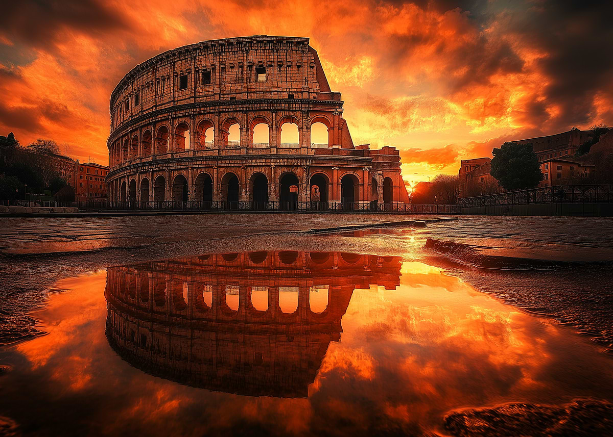 The Colosseum at sunset, Rome