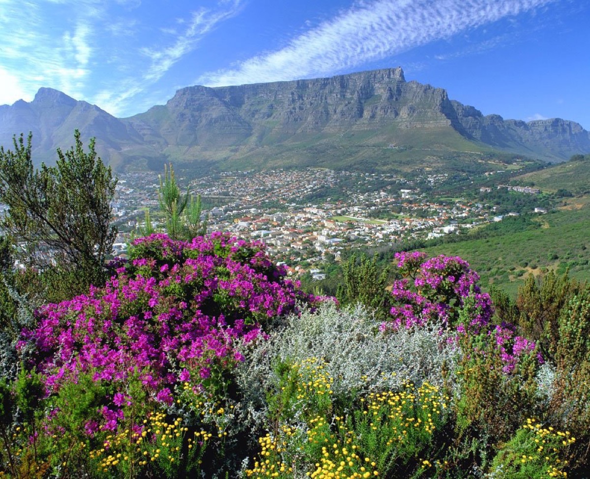 Table Mountain and Cape Town coastline, South Africa
