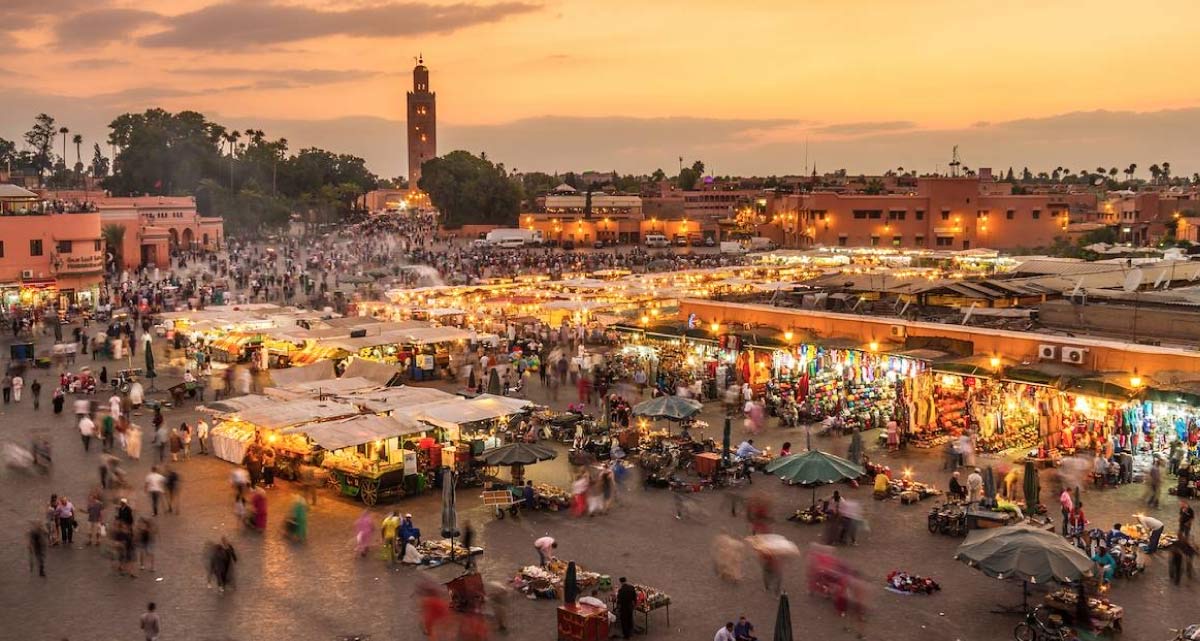 Jemaa el-Fna market square in Marrakech, Morocco