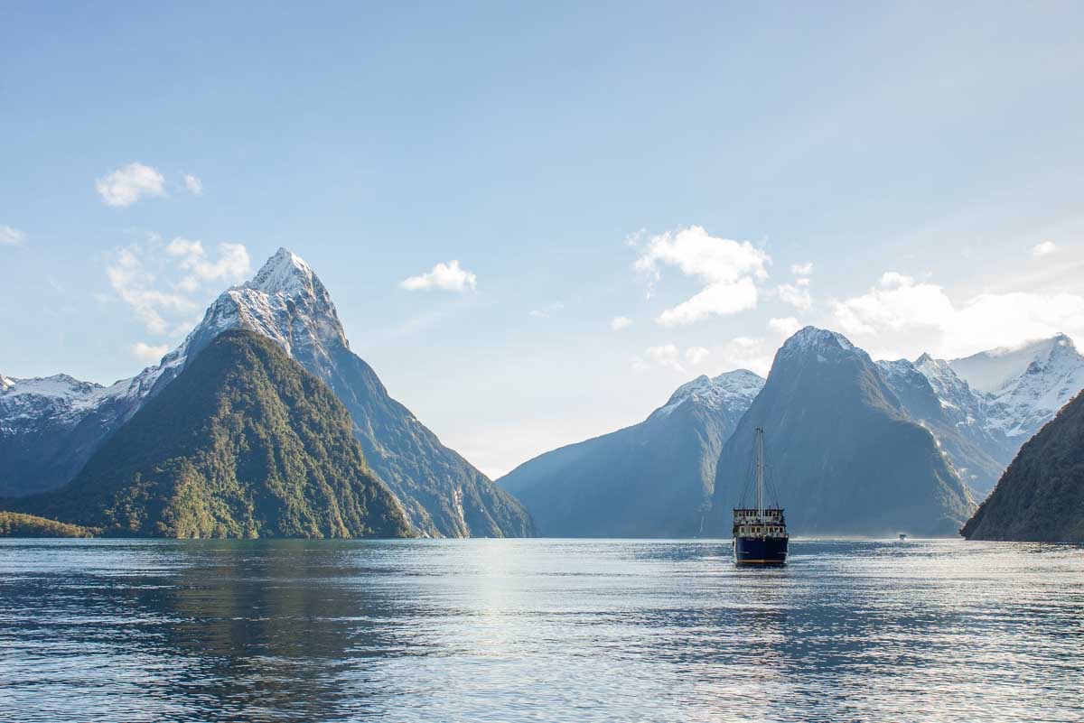 Milford Sound fjord in New Zealand spring
