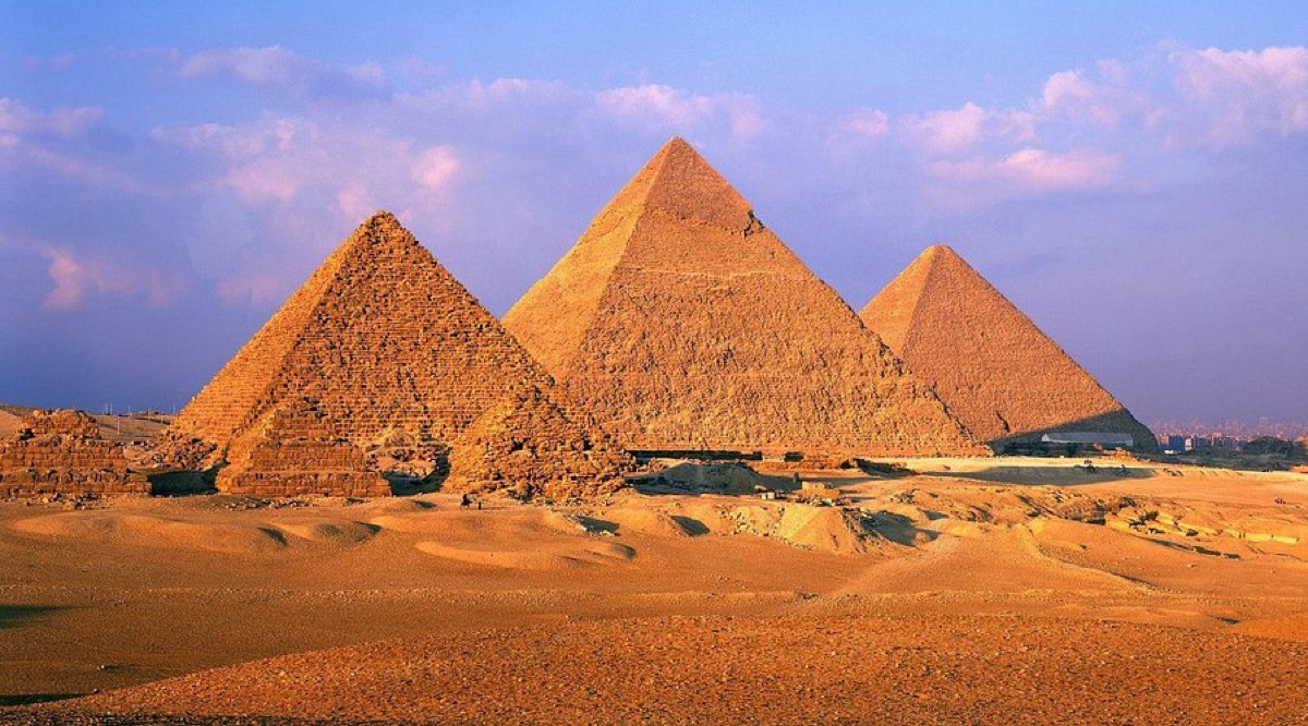 Pyramids of Giza at dawn, Egypt
