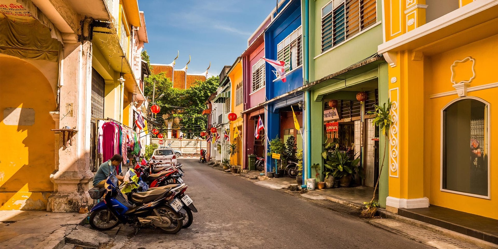 Colorful Sino-Portuguese buildings in Phuket Old Town, Thailand