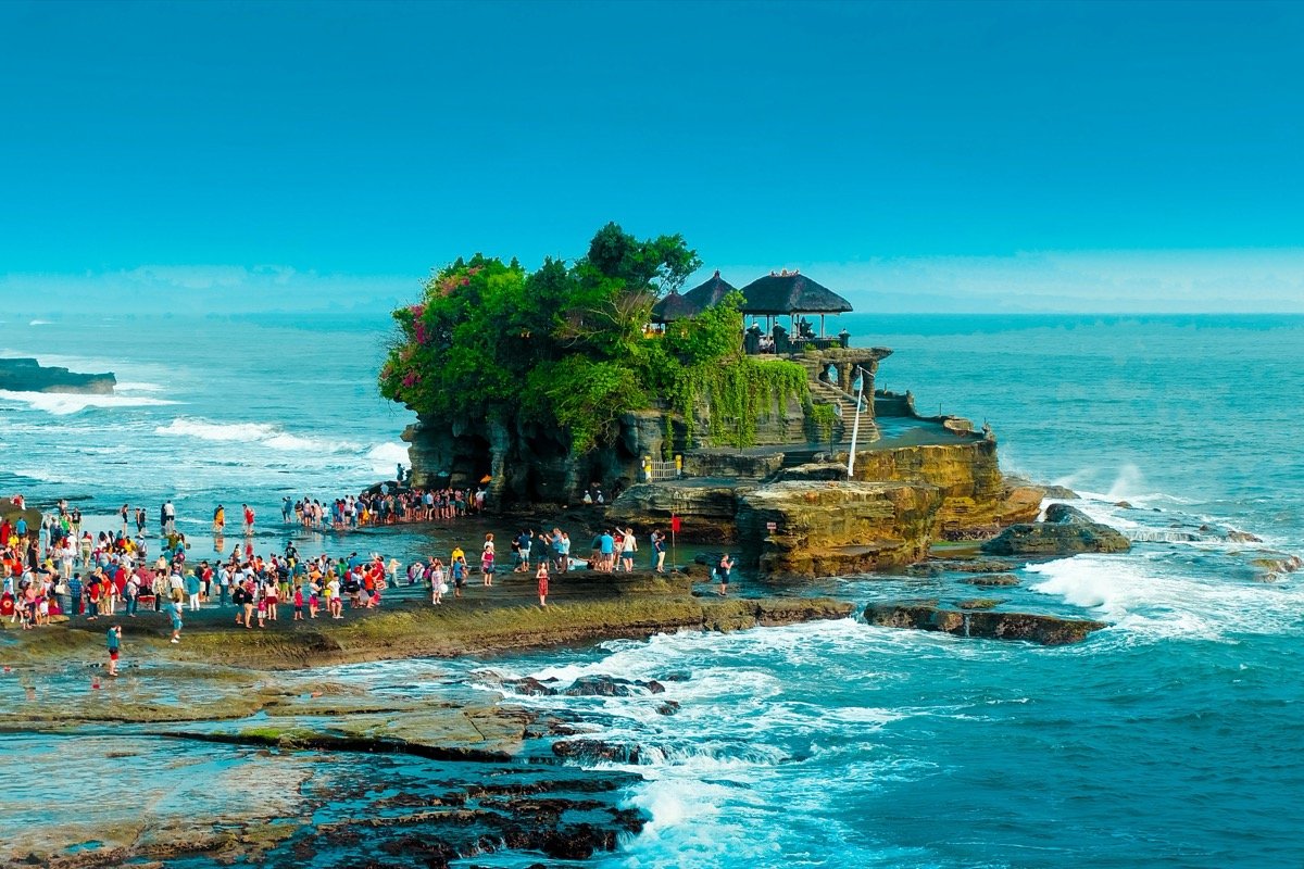 Bali rice terraces and Tanah Lot temple — iconic Balinese landscape