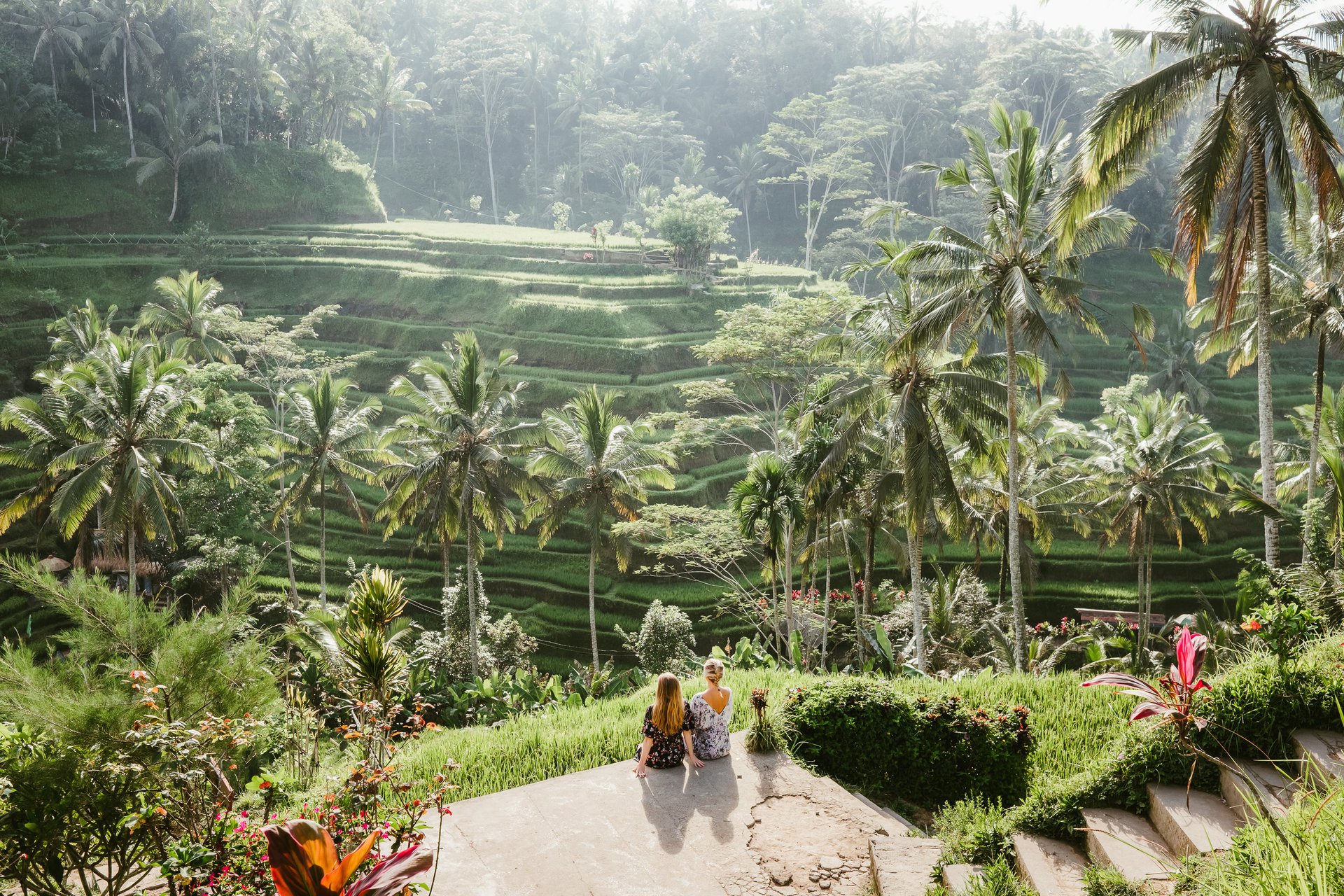 Tegalalang rice terraces in Ubud, Bali with lush green terraces