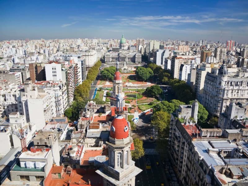 Buenos Aires cityscape with European-style boulevards and architecture