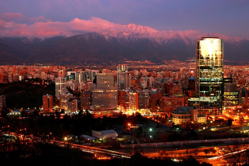 Santiago, Chile with Andes mountains in the background