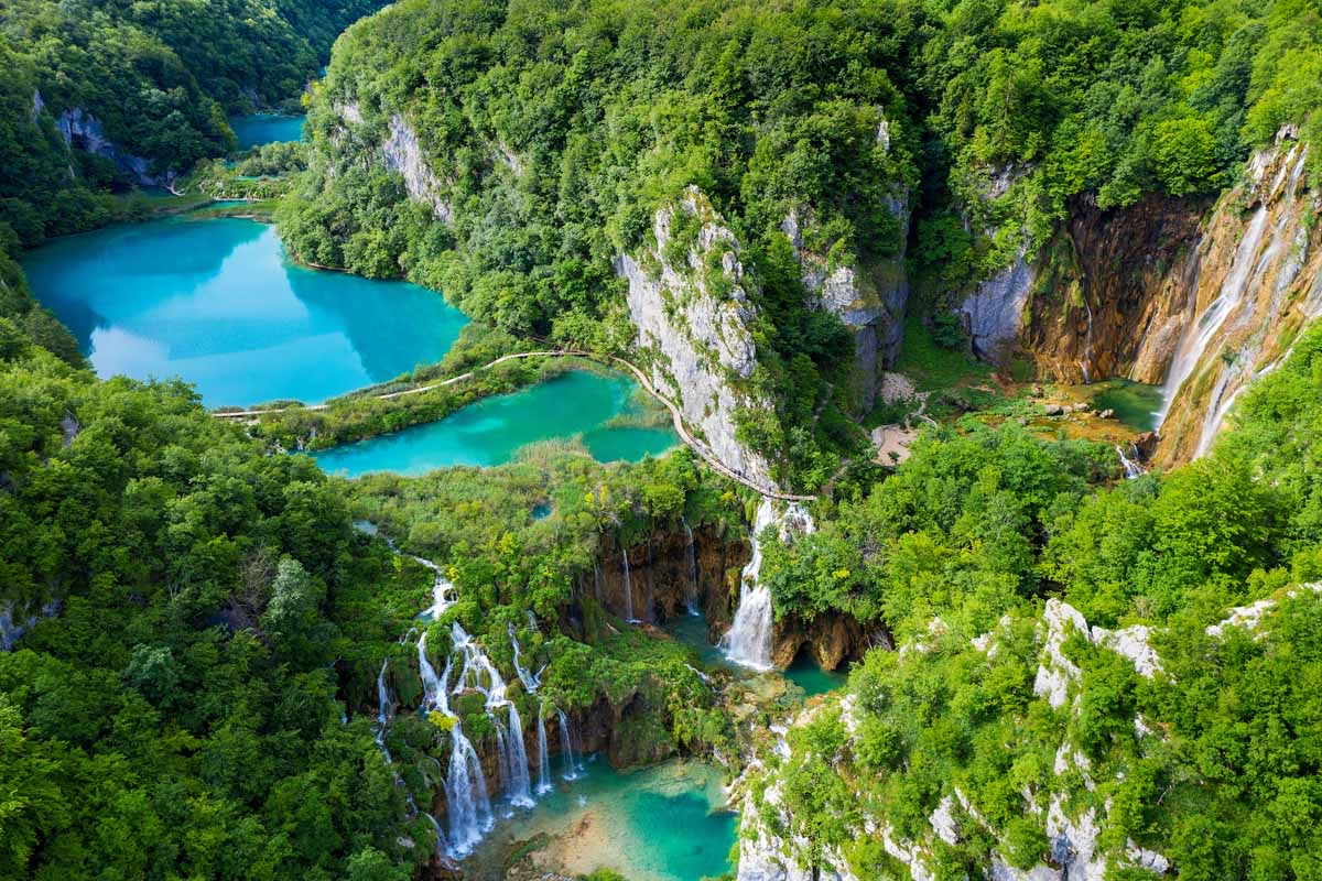 Plitvice Lakes National Park, Croatia — turquoise waterfalls and lush green forest