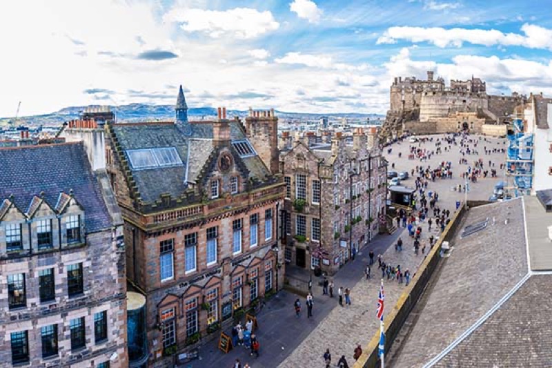 The Royal Mile in Edinburgh's Old Town — the historic spine connecting Edinburgh Castle to Holyrood Palace