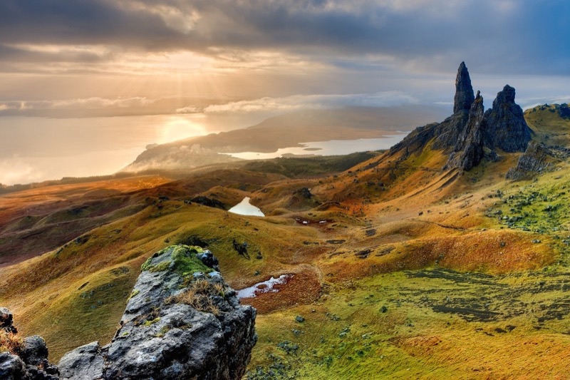 Misty highlands and ancient castles of Scotland