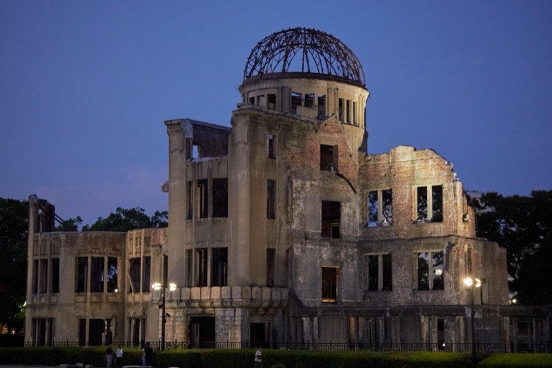 Hiroshima Peace Memorial Park with the A-Bomb Dome reflected in the Motoyasu River — one of Japan's most iconic and solemn landmarks