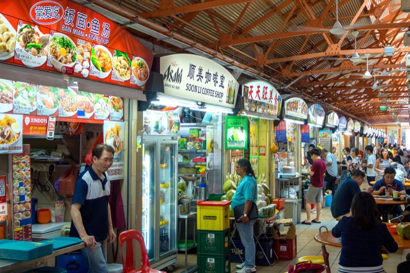 Singapore hawker centre food market