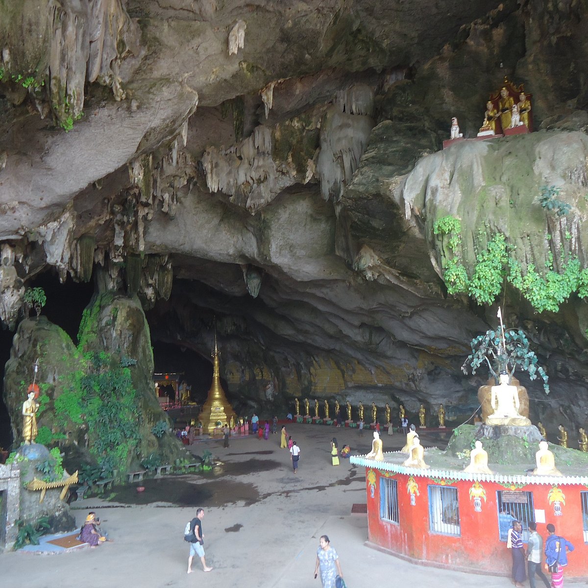 Saddan Cave Hpa-An Myanmar — dramatic cave system with Buddha statues and boat passage