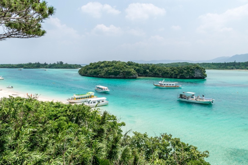 Tropical beach setting on Ishigaki Island with clear water