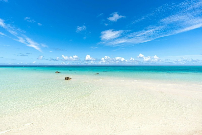 Crystal-clear turquoise waters off Miyako Island, perfect for snorkeling and diving