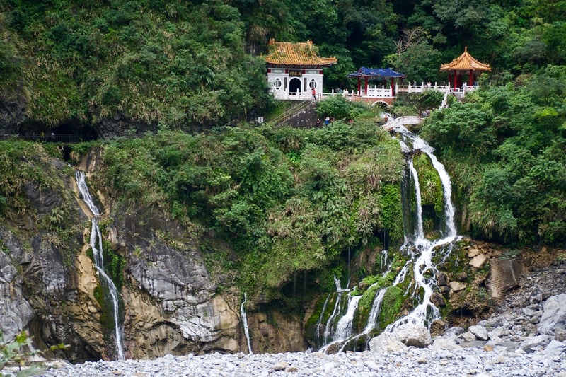 Taroko Gorge, Taiwan — white marble cliffs plunging into emerald river waters