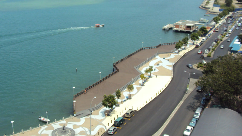 Kota Kinabalu waterfront at dusk — South China Sea views and the city skyline