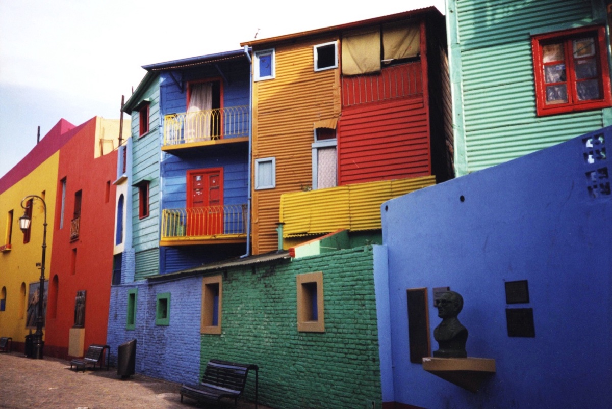 Caminito street in La Boca, Buenos Aires — colorful painted buildings and tango culture
