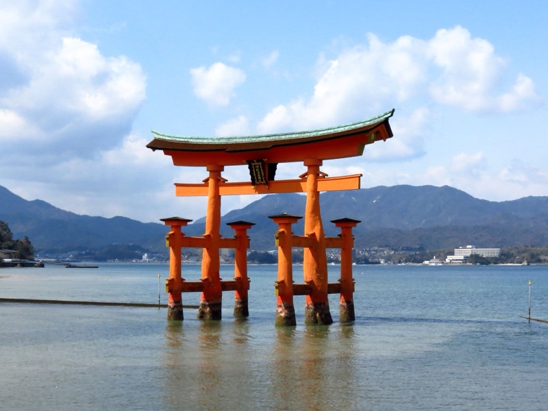 The iconic floating torii gate of Itsukushima Shrine, Miyajima Island
