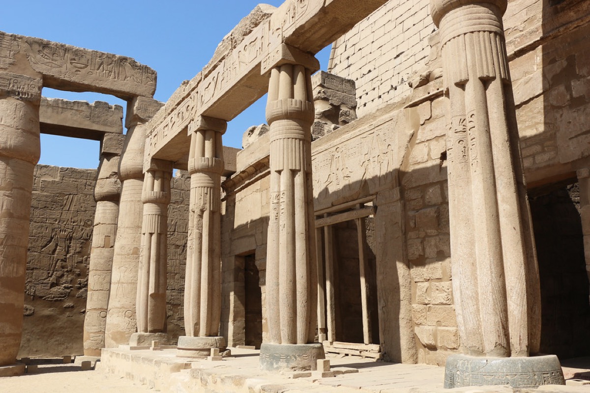 Luxor Temple columns at dusk — 3,400 years of history in Egypt's open-air museum