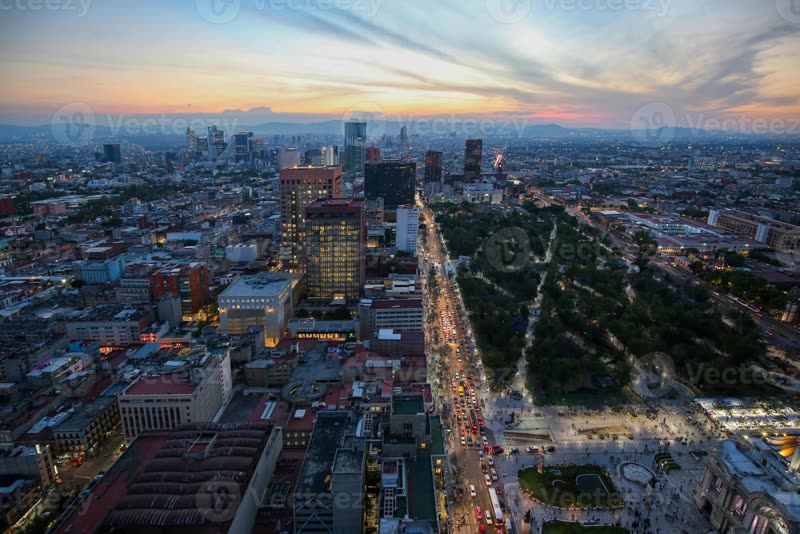 Mexico City Zocalo historic center with Metropolitan Cathedral and surrounding buildings
