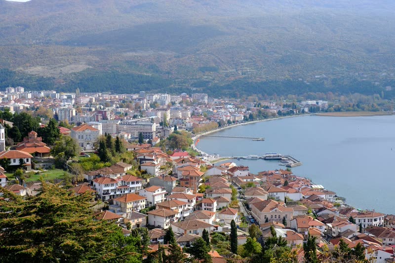 Ohrid old town and Lake Ohrid, North Macedonia