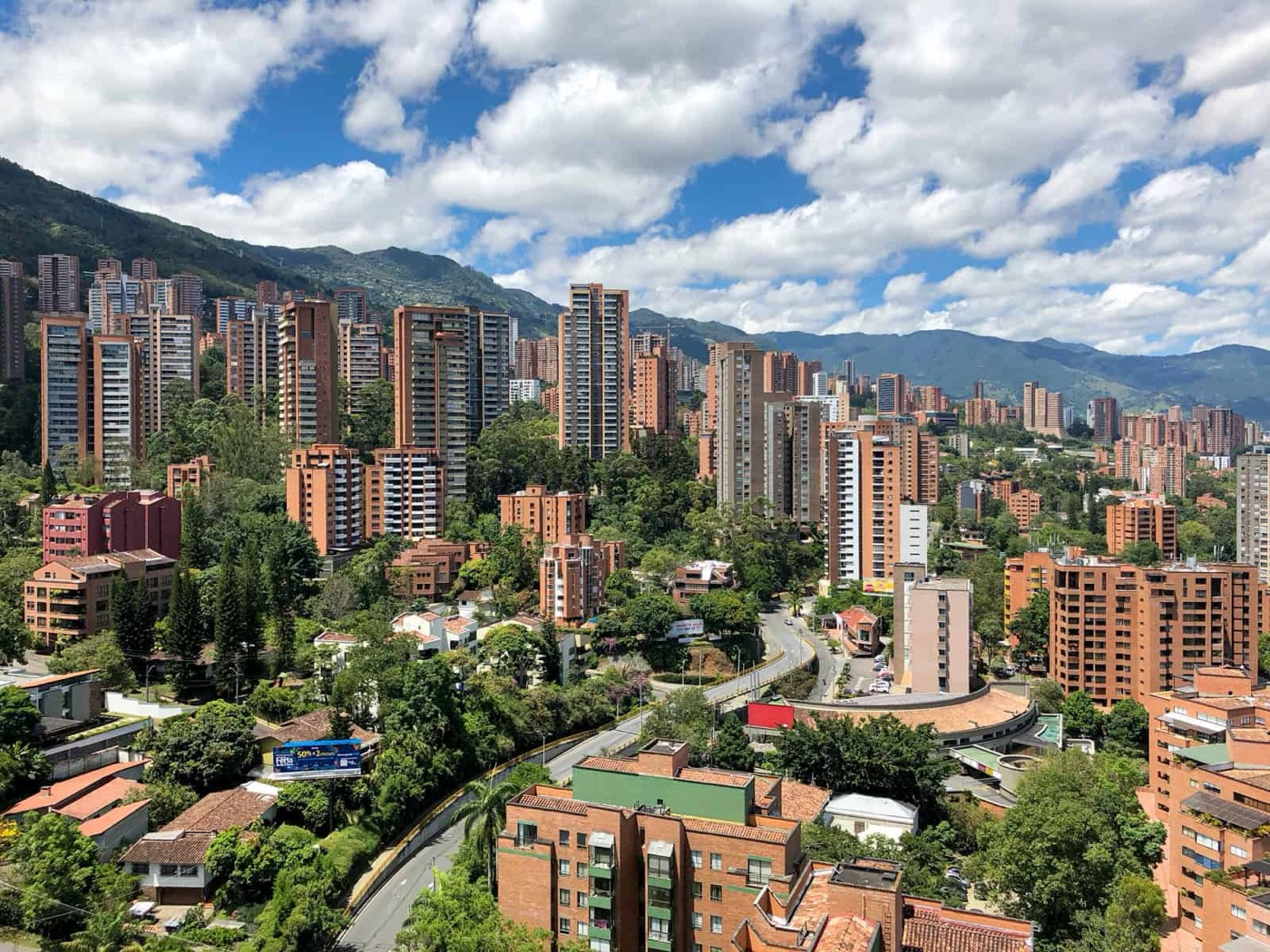 Medellín skyline from El Poblado — modern city nestled in the Andes valley