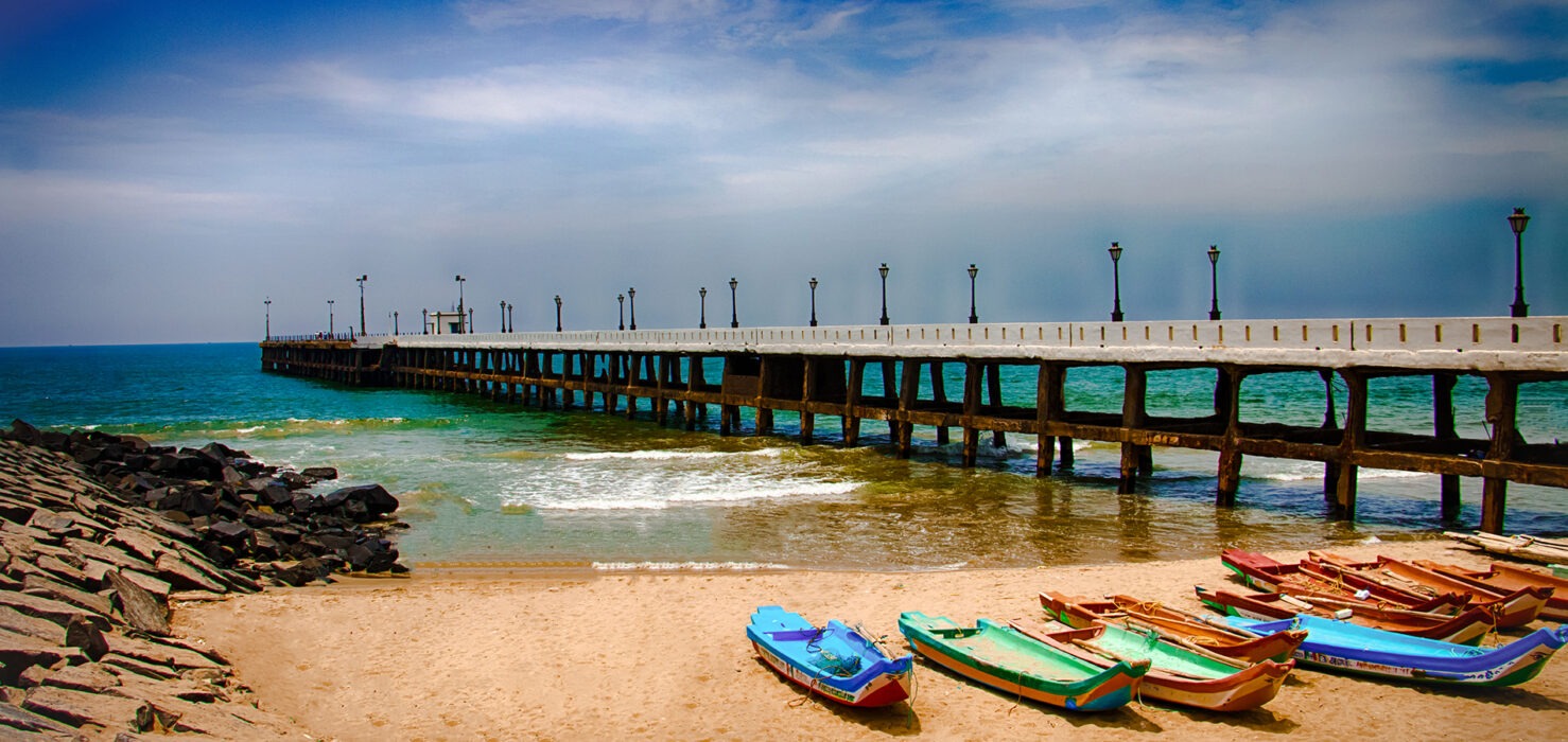 Pondicherry promenade — the scenic Rock Beach esplanade along the Bay of Bengal