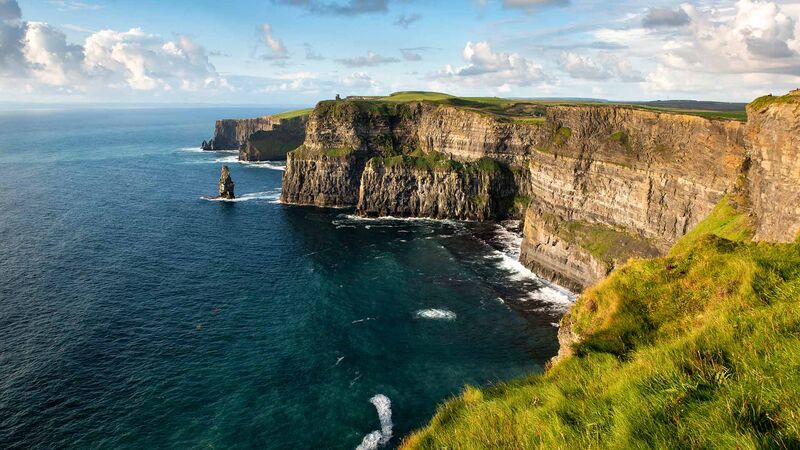The Cliffs of Moher rising 214 metres above the Atlantic Ocean on Ireland's Wild Atlantic Way in County Clare