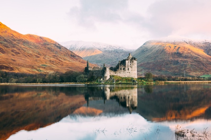 Misty highlands and ancient castles of Scotland