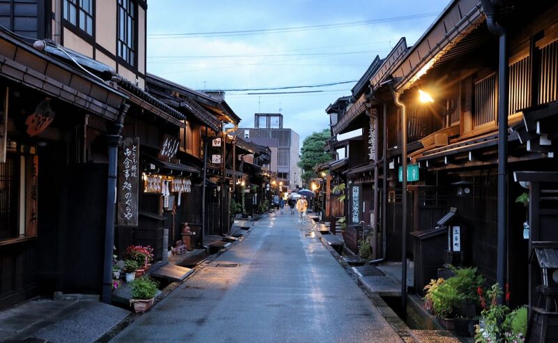 Sanmachi Suji preserved historic old town district in Takayama, Gifu Prefecture, Japan
