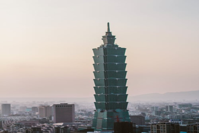Taipei 101 tower rising above the city skyline