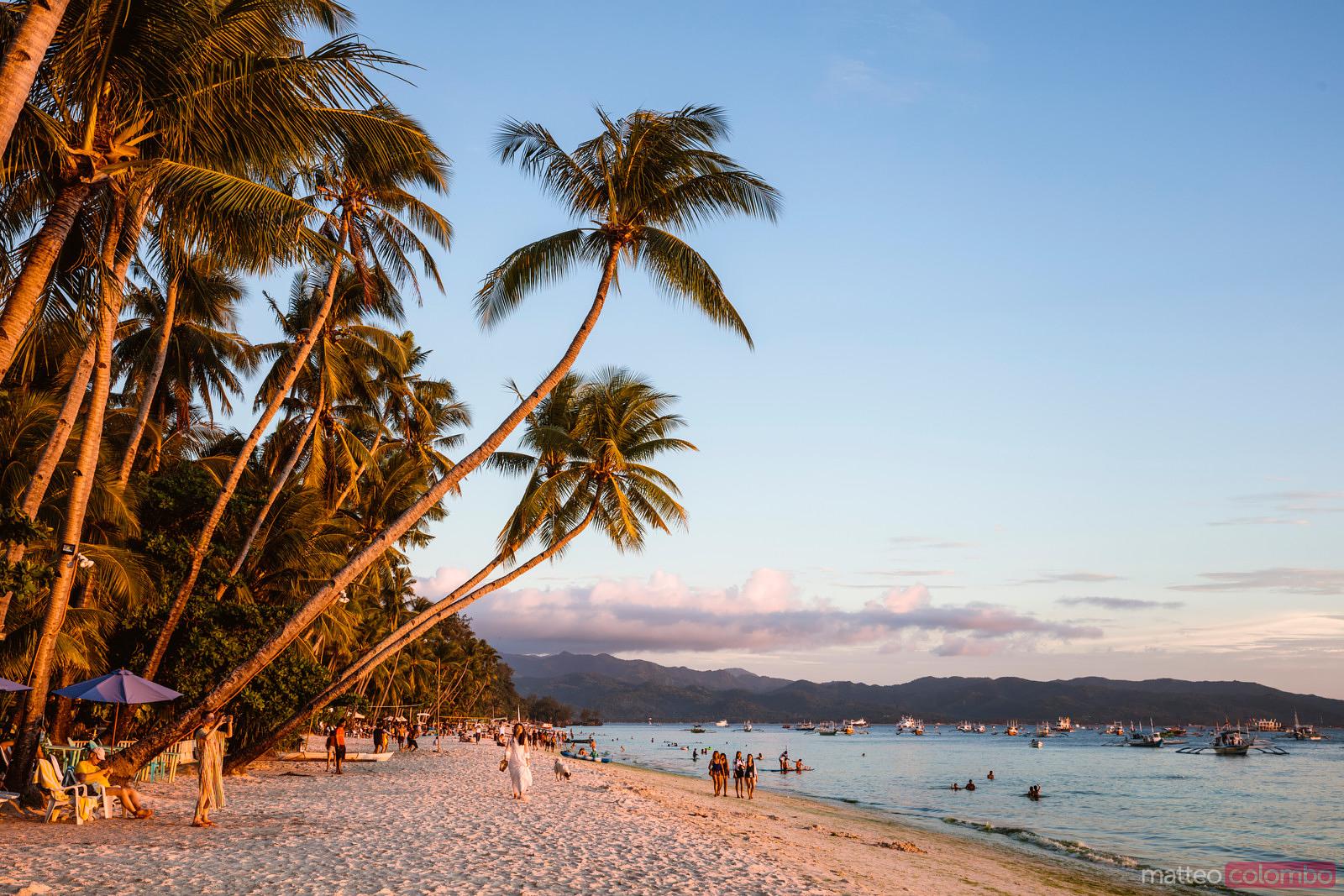 Sunset at White Beach, Boracay, Philippines — one of Asia's most beautiful beaches at golden hour