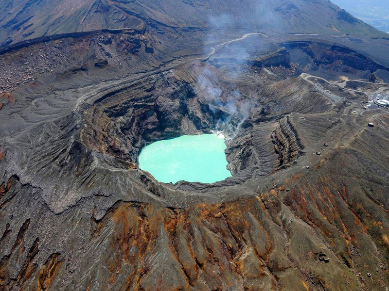 Mount Aso active volcano crater, Kyushu, Japan
