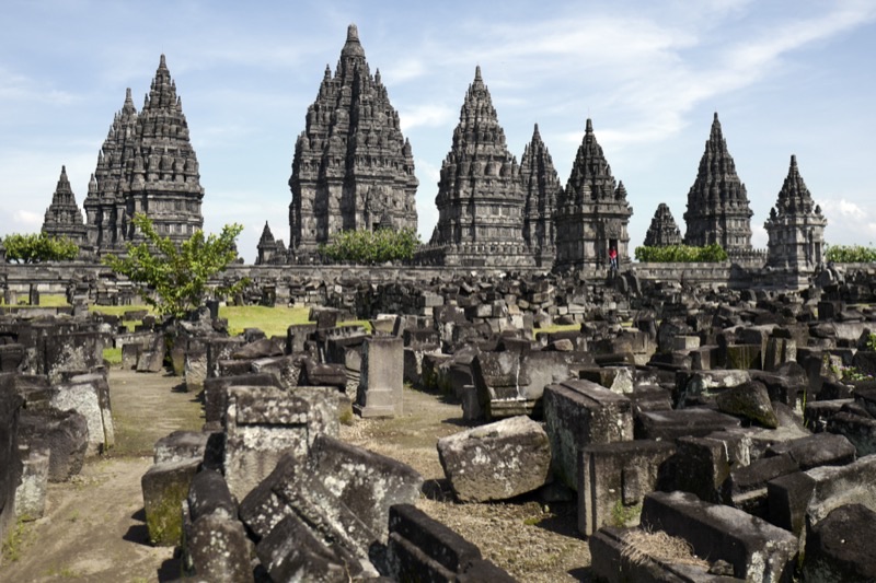 Prambanan Hindu temple complex near Yogyakarta — towering 9th-century spires dedicated to the Trimurti