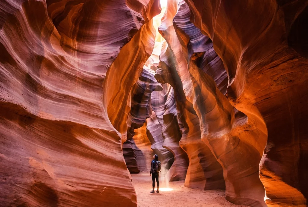 Swirling sandstone walls of Antelope Canyon