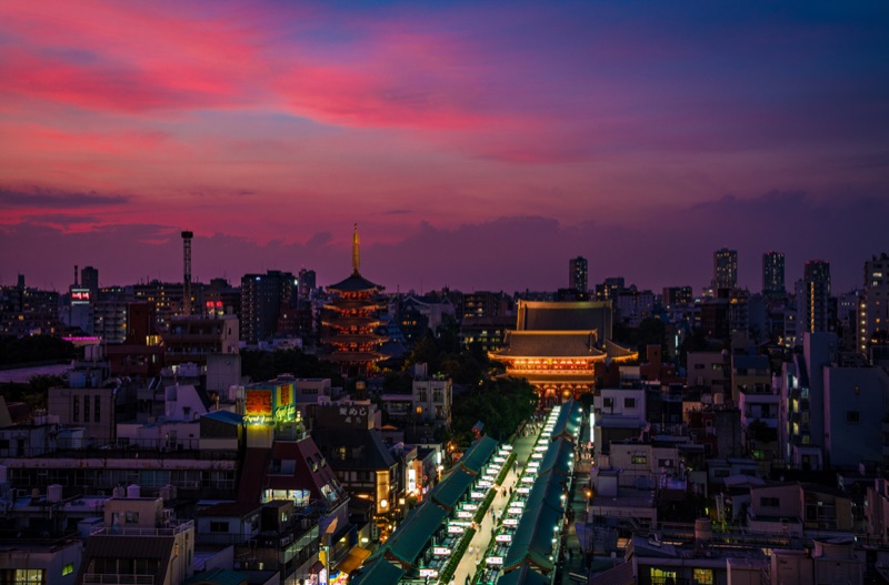 Asakusa, Akihabara & Farewell Sunset from Sumida River, Tokyo, Japan