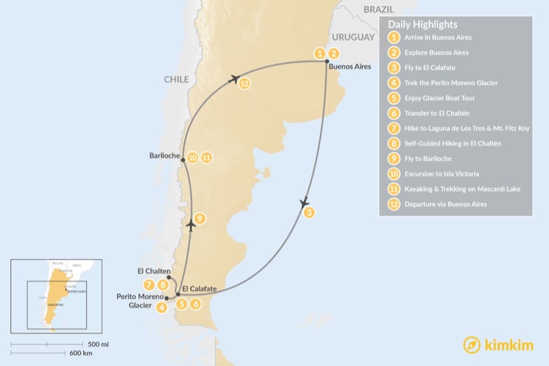 Buenos Aires to El Calafate, Patagonia (Argentina & Chile)