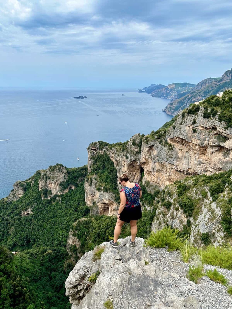 Sweeping coastal views from the Path of the Gods hiking trail on the Amalfi Coast