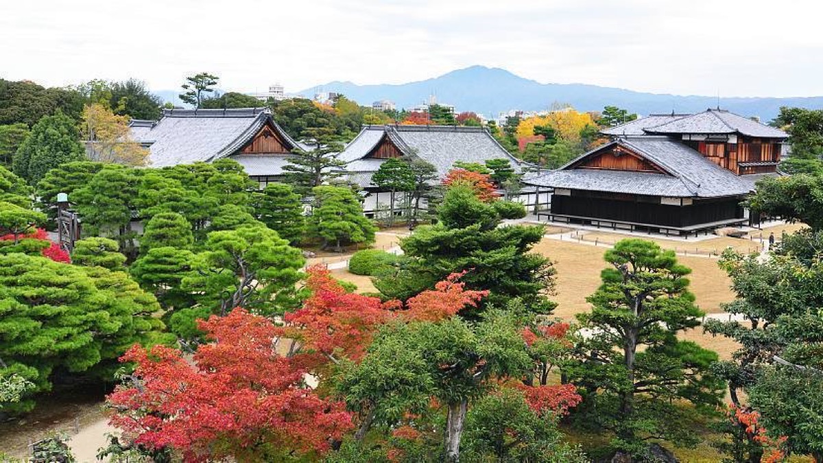 Ornate Karamon Gate with gold carvings at Nijo Castle, Kyoto