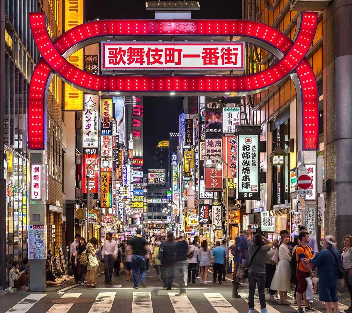 Shinjuku Kabukicho neon gate at night, Tokyo