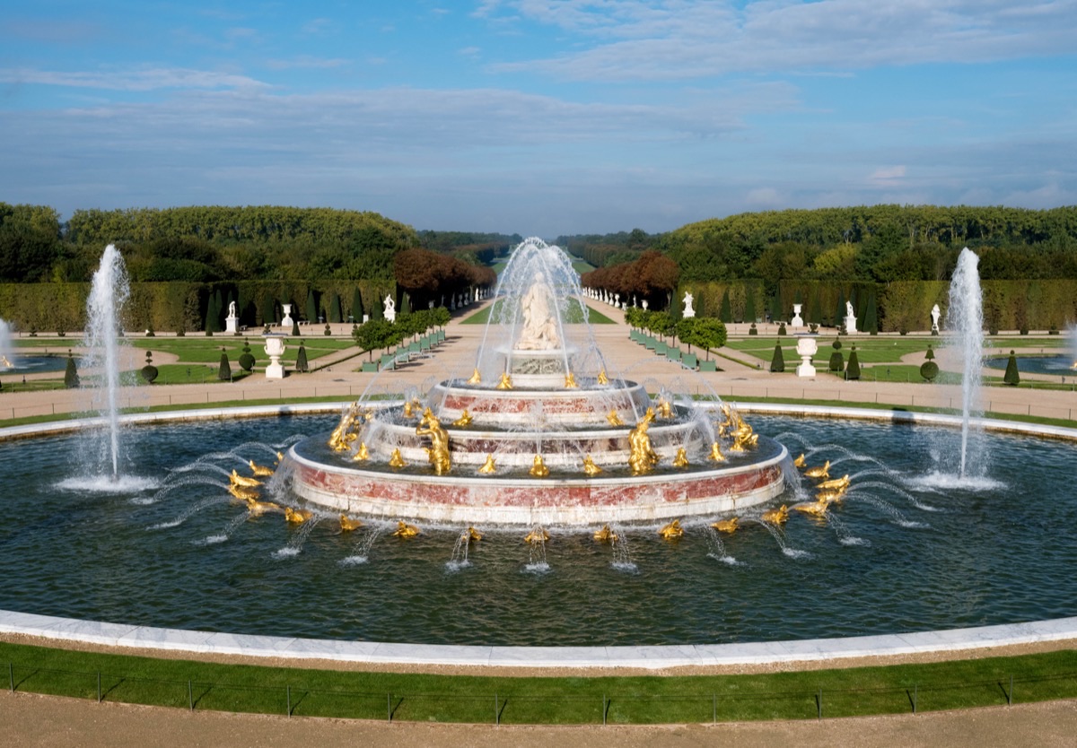 Palace of Versailles gardens with Latona Fountain and the Grand Perspective