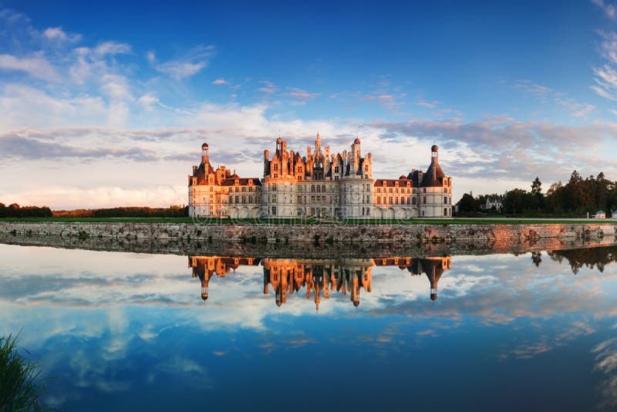Château de Chambord reflected in water, Loire Valley, France