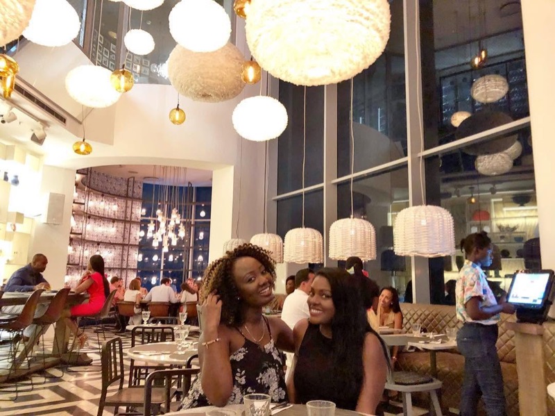 Coco Lounge stylish interior with pendant lighting in Airport City, Accra