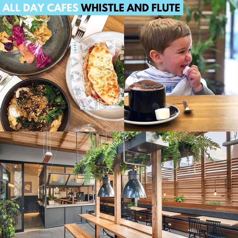 Whistle and Flute stylish cafe interior and outdoor seating in Hyde Park, Adelaide