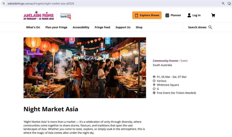 Adelaide Night Market in Light Square, Adelaide