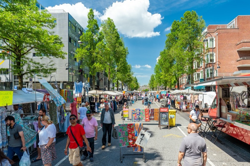 Dappermarkt street market in Amsterdam Oost