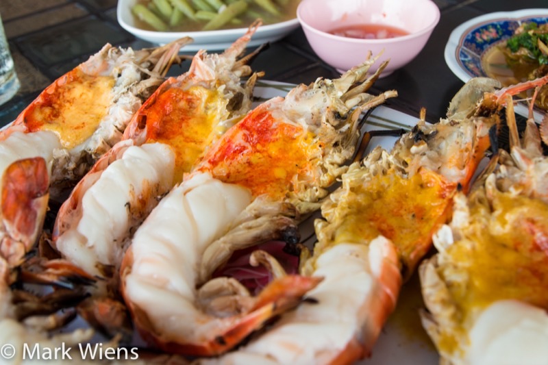 Grilled river prawns at Ruan Thai Kung Pao in Ayutthaya