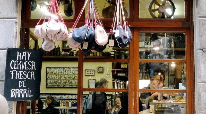 El Xampanyet wine bar interior with traditional tiles