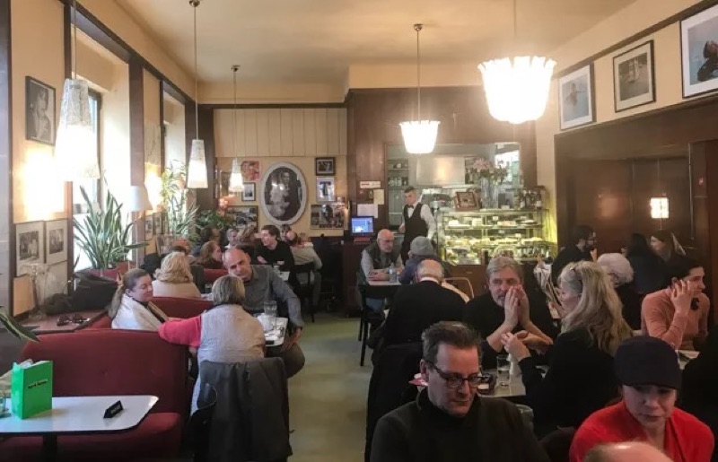 Café Korb Vienna artsy interior with eclectic decor